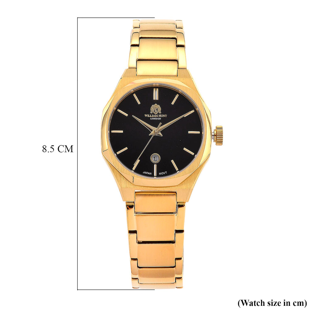 William Hunt Miyota Japanese Movement With Date Function Black Sunray Dial Watch - Black