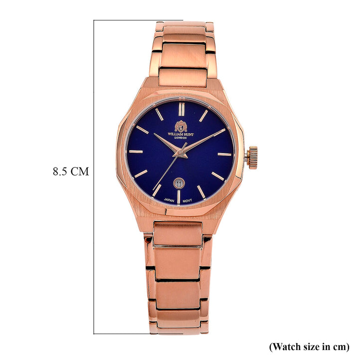 William Hunt Limited Edition Japanese Miyota Movement 5 ATM Water Resistant Watch With Date Function &amp; Presentation Box - Blue 8486538 1