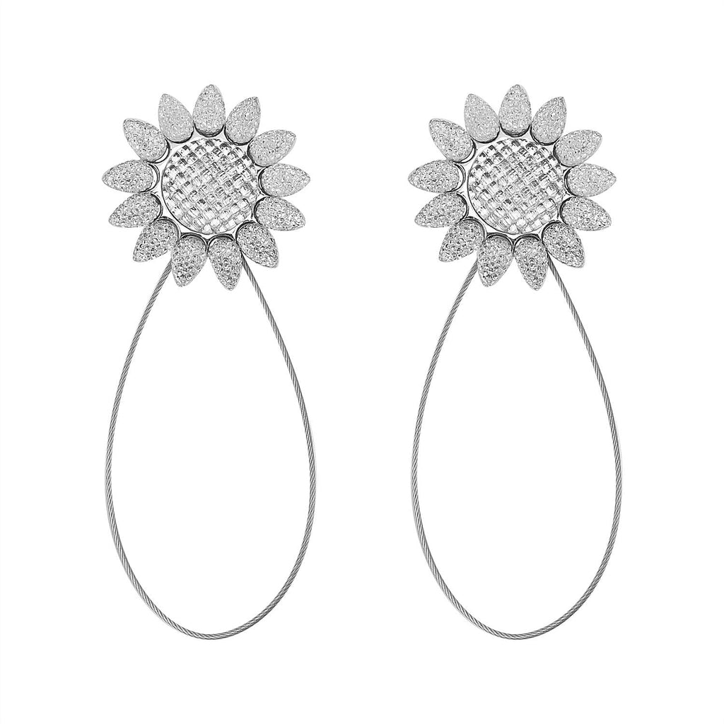Set of 2 - Stainless Steel Curtain Tieback with Magnetic Lock - Sunflower