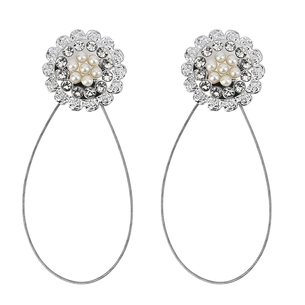 Set of 2 - Stainless Steel Curtain Tieback with Magnetic Lock - Pearl