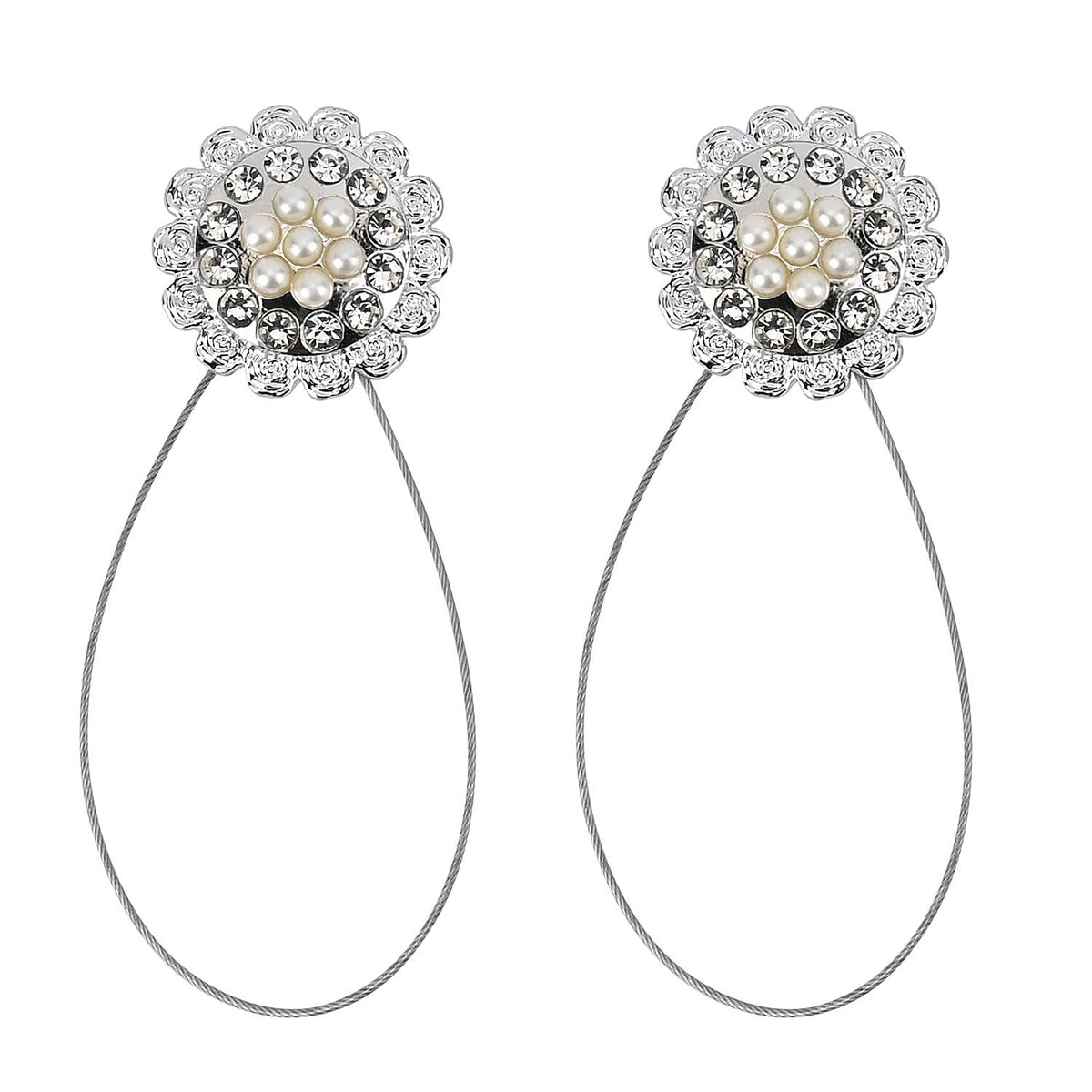 Set of 2 Plastic Pearl Flower Magnetic Curtain Tiebacks 7572820 0