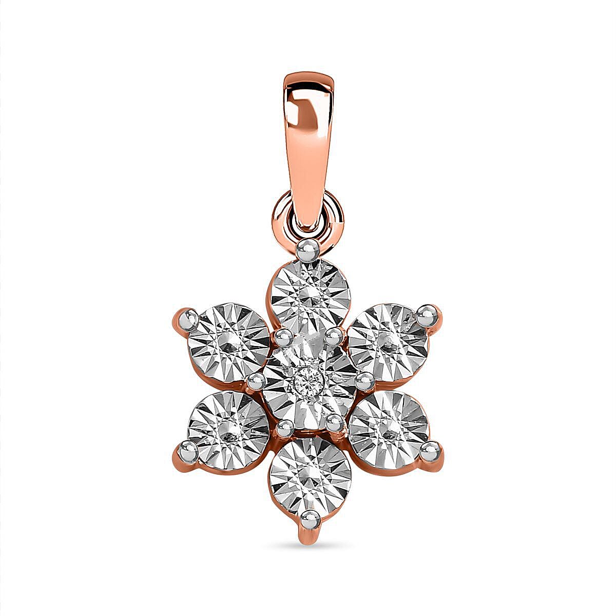 Natural Diamond Floral Pendant in 18K Vermeil Rose Gold Plated Sterling Silver 3695926 0