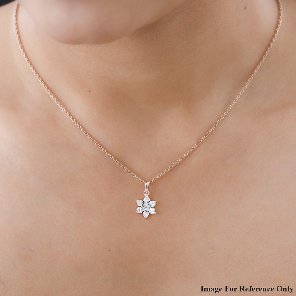 Diamond Floral Pendant in 18K Vermeil Rose Gold Plated Sterling Silver