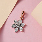 Diamond Floral Pendant in 18K Vermeil Rose Gold Plated Sterling Silver