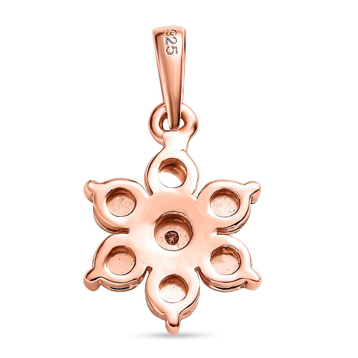 Natural Diamond Floral Pendant in 18K Vermeil Rose Gold Plated Sterling Silver 3695926 5