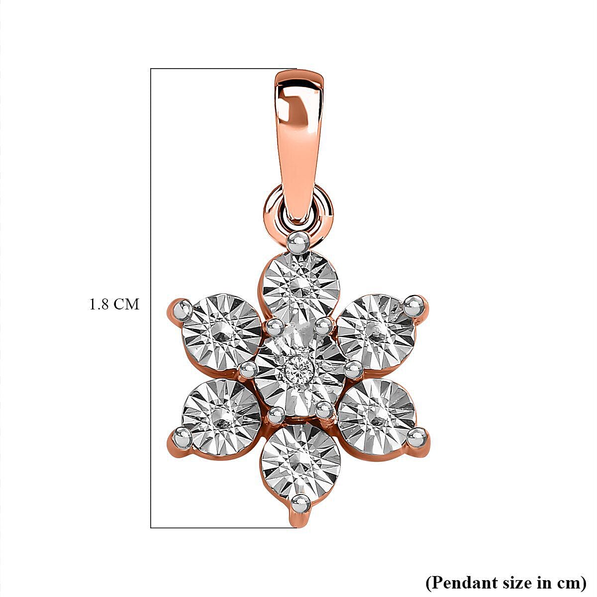 Natural Diamond Floral Pendant in 18K Vermeil Rose Gold Plated Sterling Silver 3695926 6