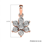 Diamond Floral Pendant in 18K Vermeil Rose Gold Plated Sterling Silver