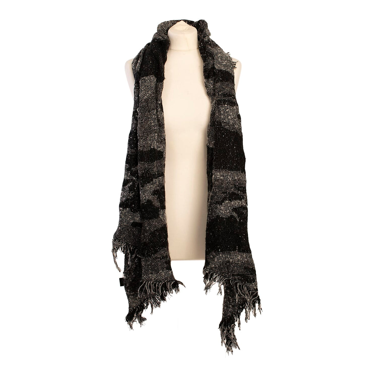Star Printed Women's Winter Scarf with Fringes - Dark Grey V32535858 0