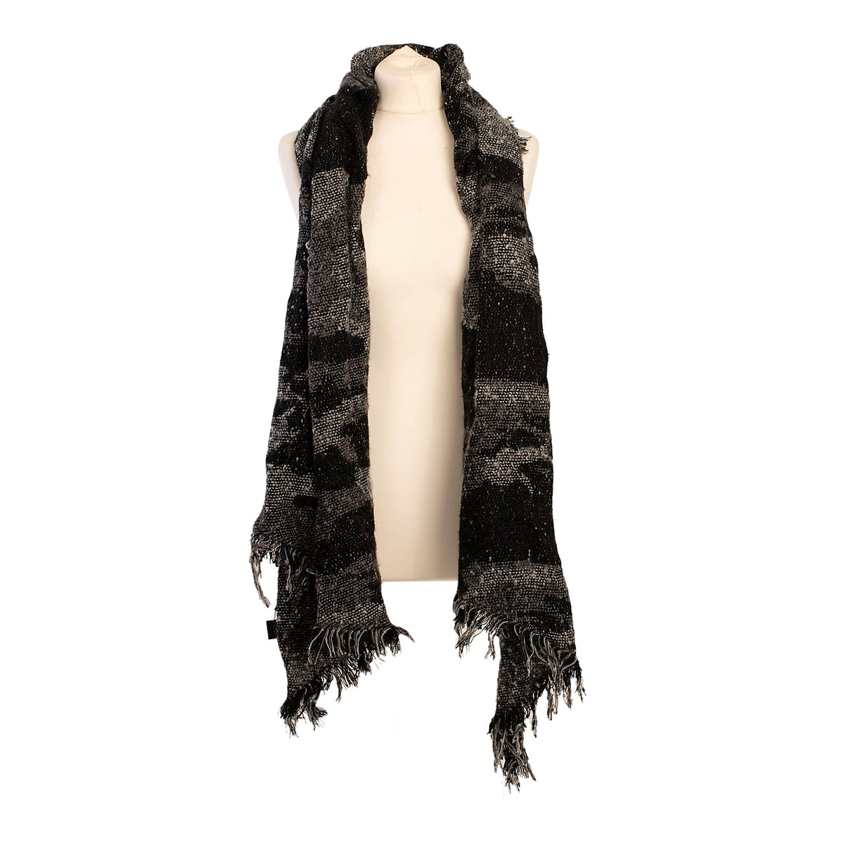 Star Printed Women's Winter Scarf with Fringes - Dark Grey V32535858 0