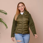 Winter Puffer Jacket with Hoodie in Olive Green (Size- L, 18-20)