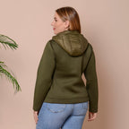 Winter Puffer Jacket with Hoodie in Olive Green (Size- L, 18-20)