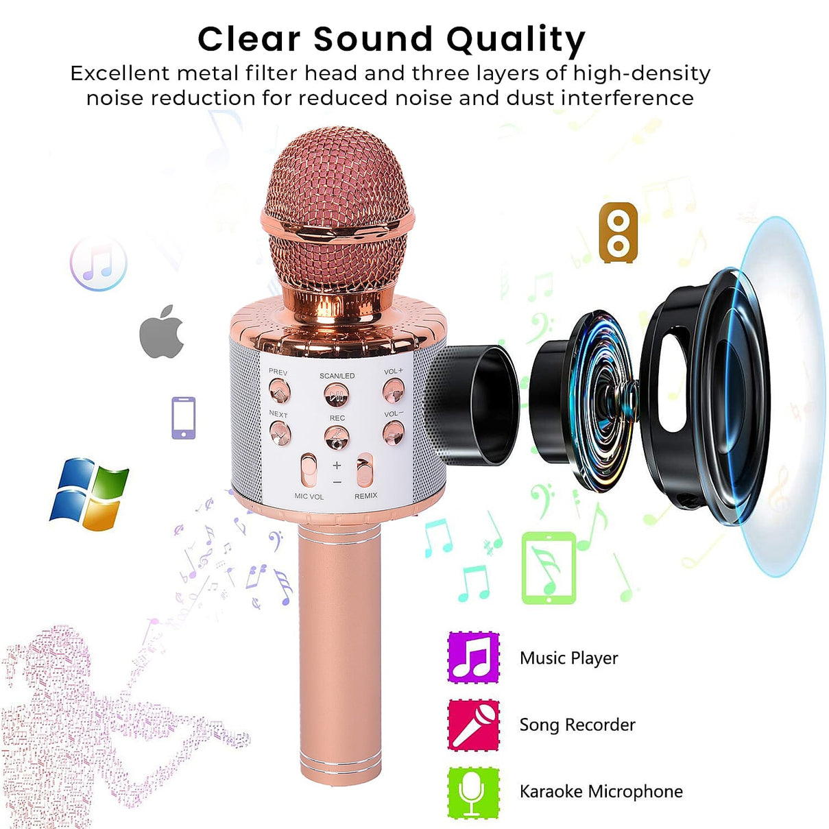 Wireless Bluetooth Karaoke Microphone - Pink 7686849 2