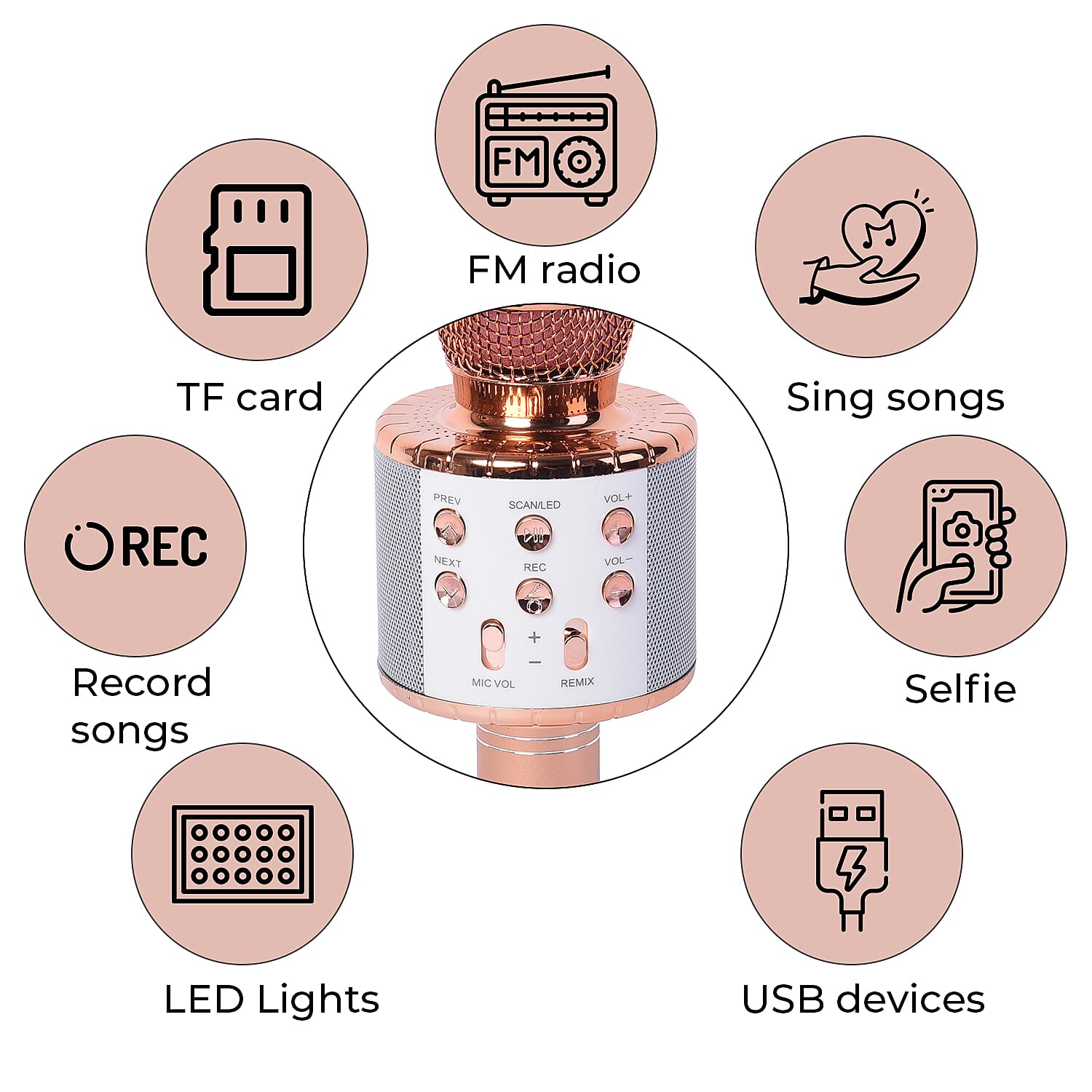 Wireless Bluetooth Karaoke Microphone - Pink 7686849 3