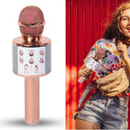 Wireless Bluetooth Karaoke Microphone with Dancing LED Lights - Rose Gold