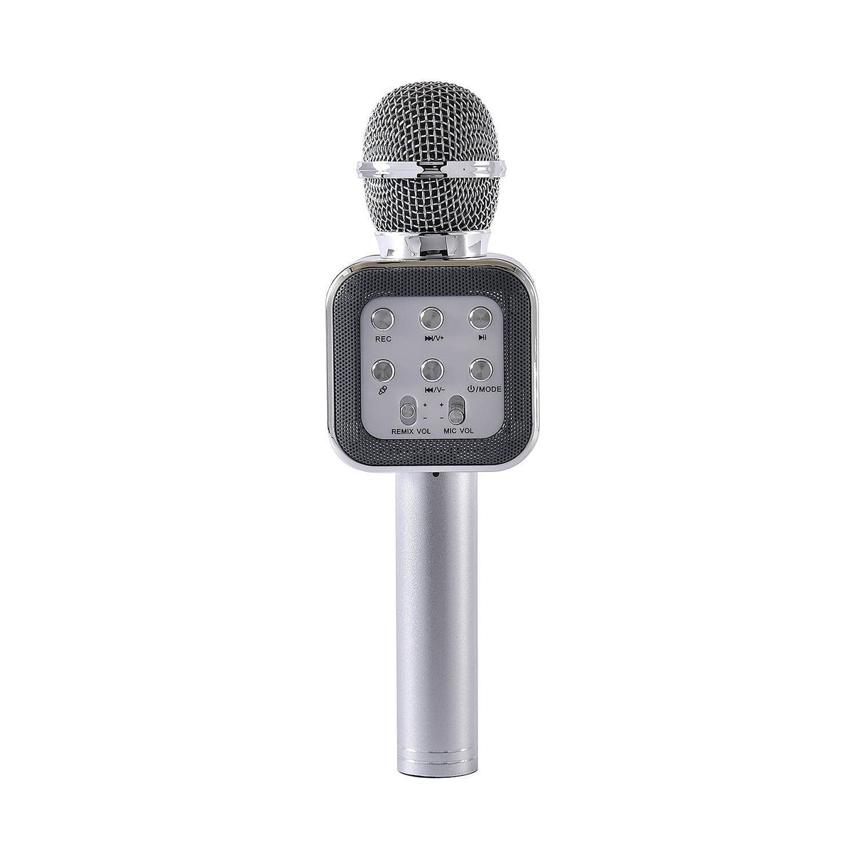 Wireless Bluetooth Karaoke Microphone with LED Lights and USB Charger - Silver 7187518 1