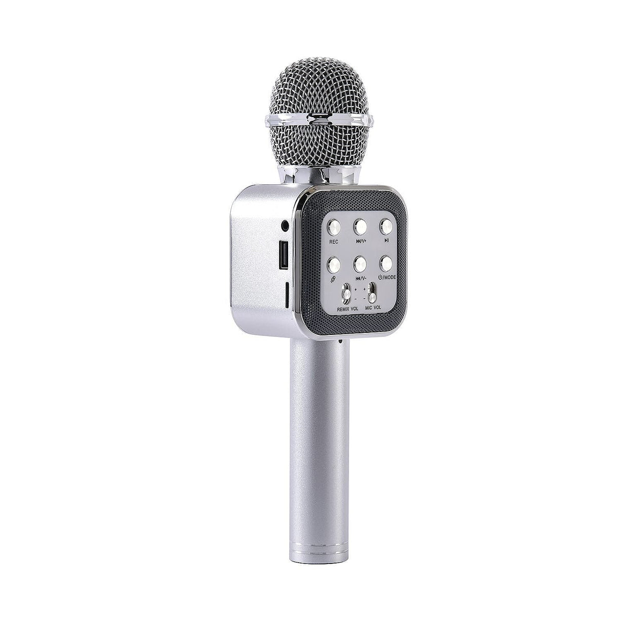 Wireless Bluetooth Karaoke Microphone with LED Lights and USB Charger - Silver 7187518 2
