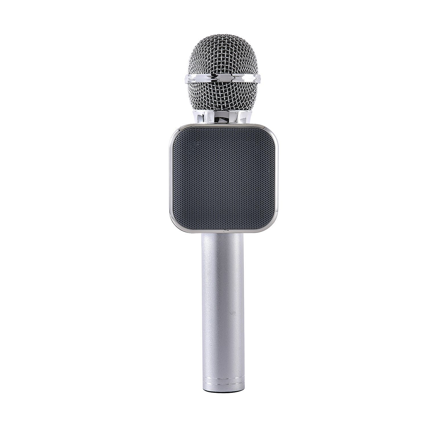 Wireless Bluetooth Karaoke Microphone with LED Lights and USB Charger - Silver 7187518 3