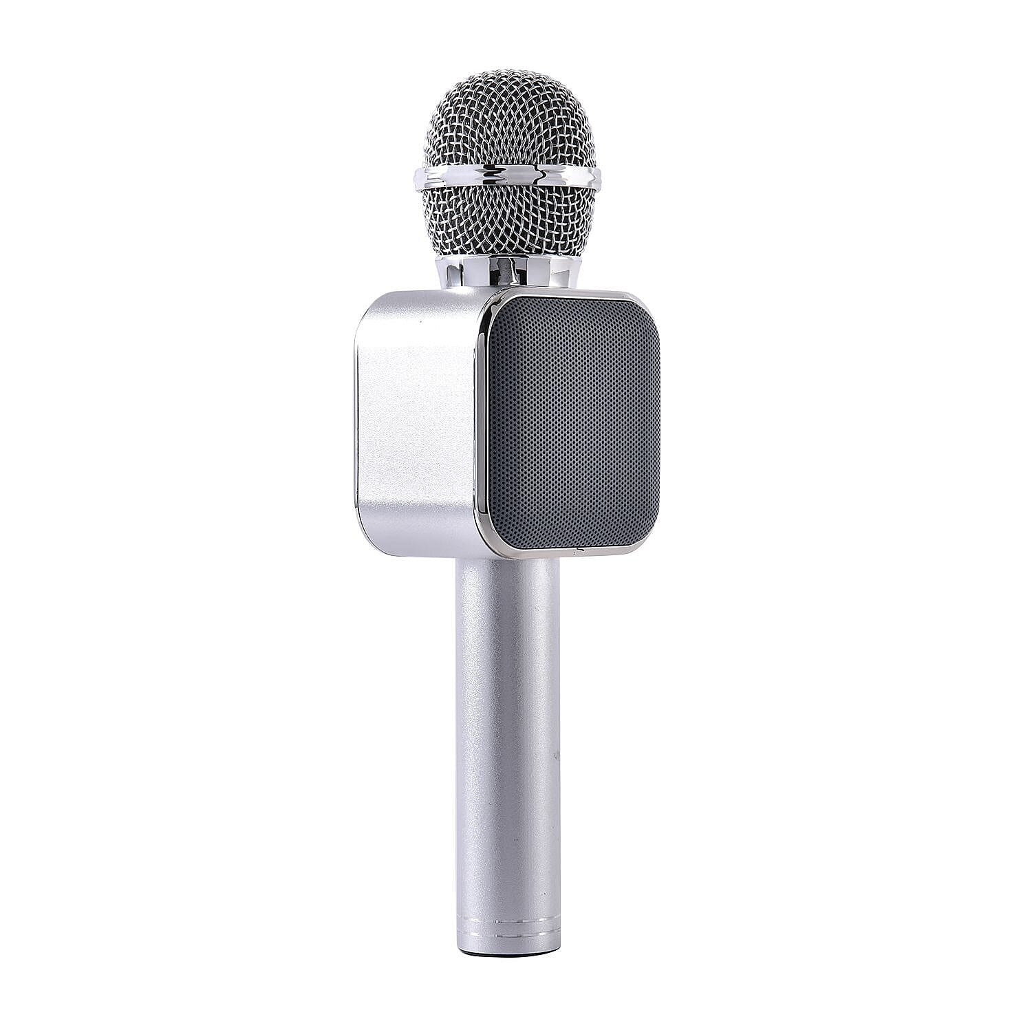 Wireless Bluetooth Karaoke Microphone with LED Lights and USB Charger - Silver 7187518 4