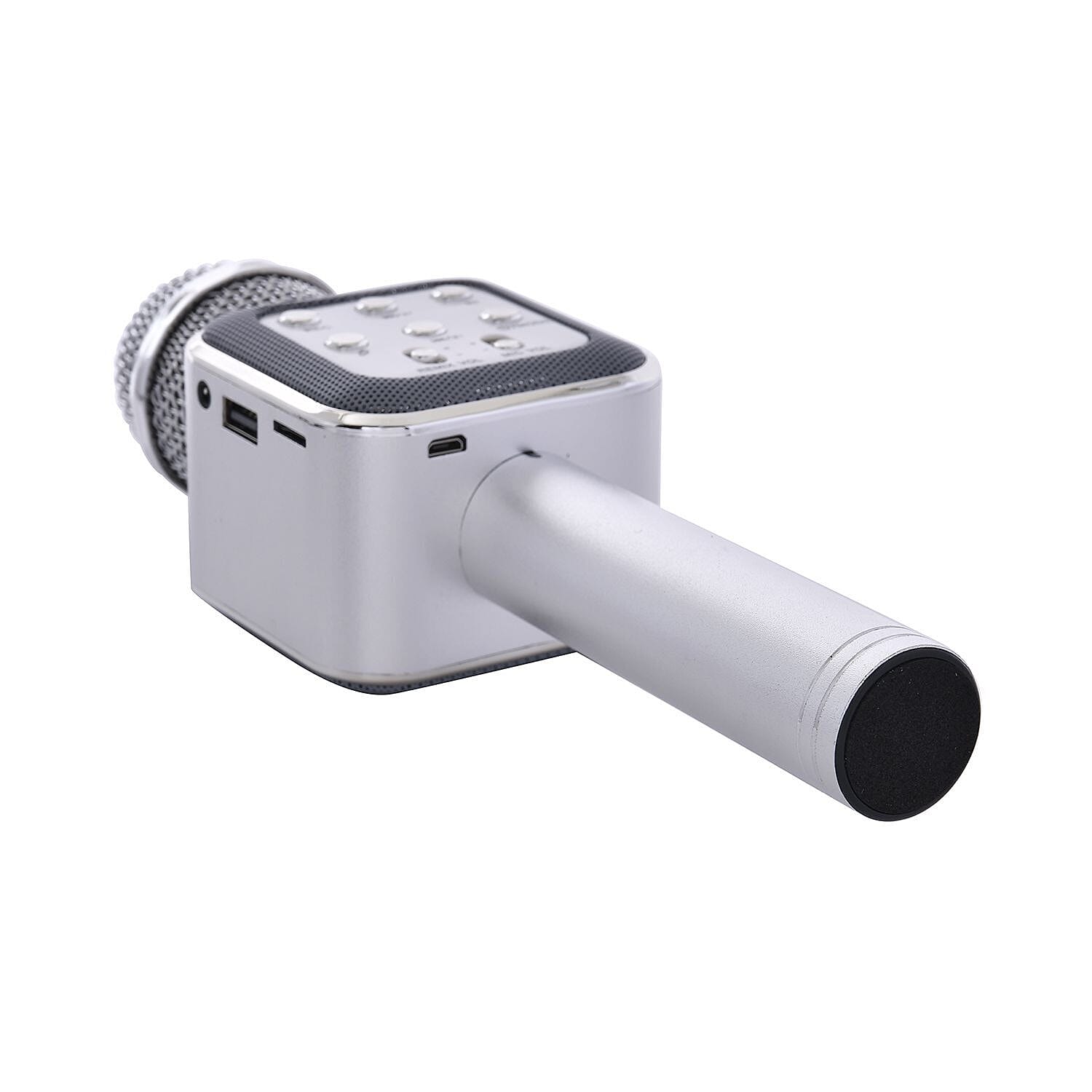 Wireless Bluetooth Karaoke Microphone with LED Lights and USB Charger - Silver 7187518 7