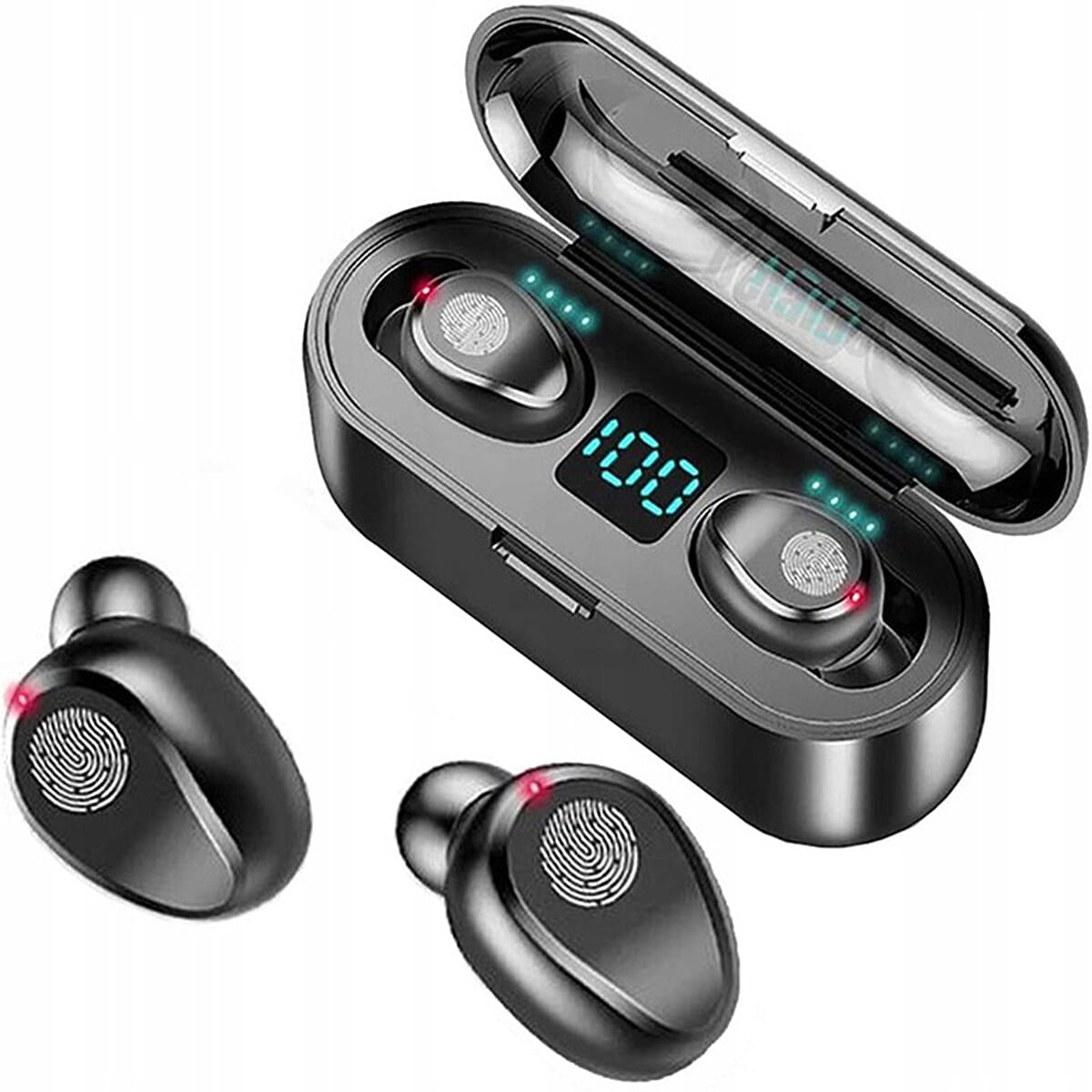 Wireless Earbuds 1600mAh Power Bank Bluetooth Version 5.0 - BLACK 8020797 0