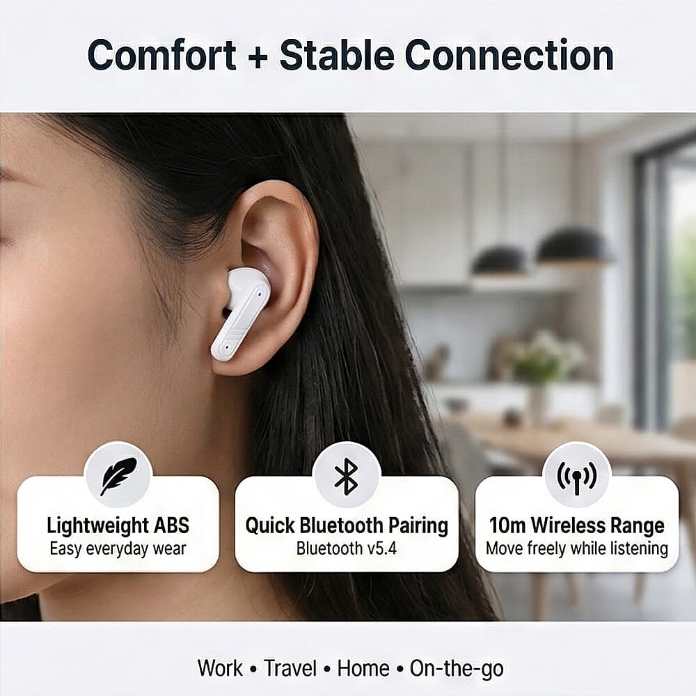 TWS True Wireless Earbuds - 150mAh Charging Case & 3-4 Hour Playtime - Grey