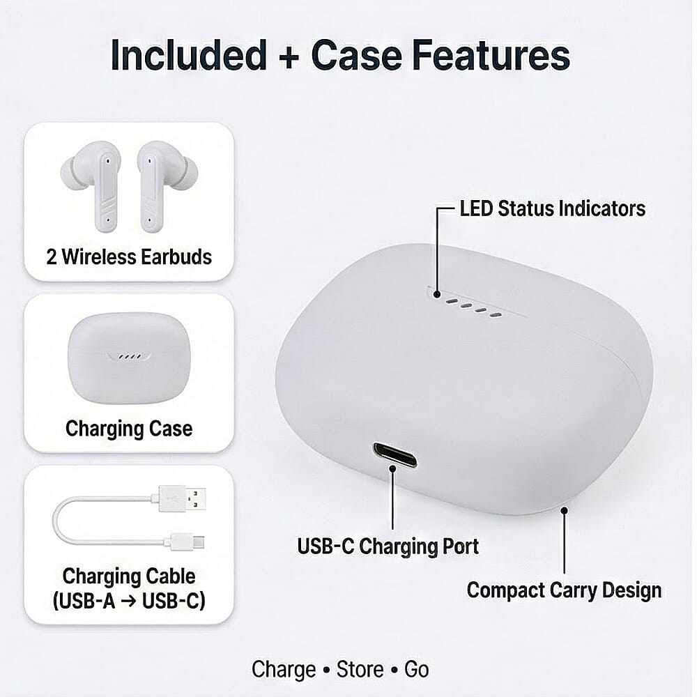 TWS True Wireless Earbuds - 150mAh Charging Case &amp; 3-4 Hour Playtime - Grey 8350788 4