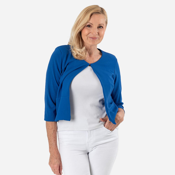 Womens Elegant 3/4 Sleeve Open Front Crepe Bolero Cardigan 8130493 1