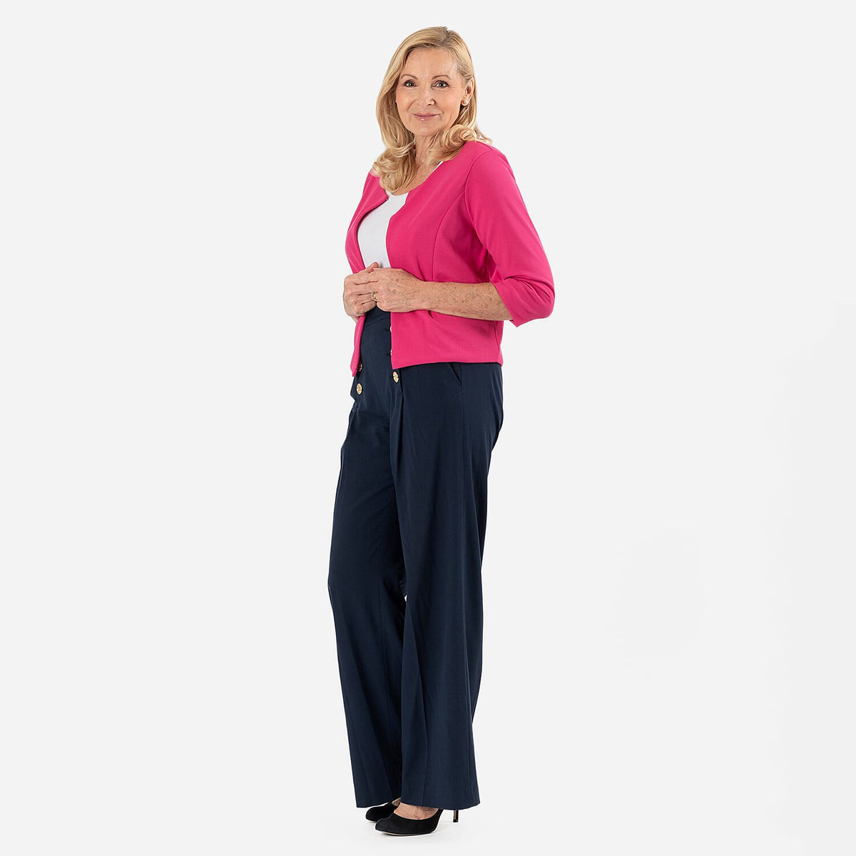 Womens Elegant 3/4 Sleeve Open Front Crepe Bolero Cardigan V32644570 2