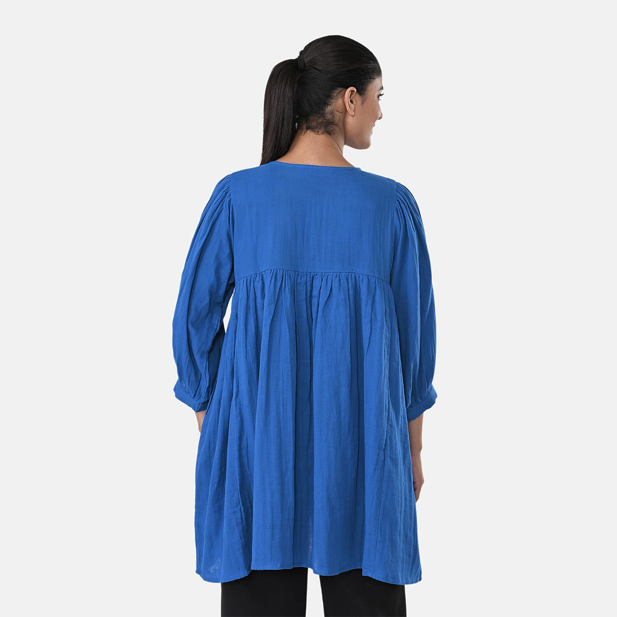 Womens Embroidered Cotton Double Gauze Relaxed Fit Tunic Top V32702372 6