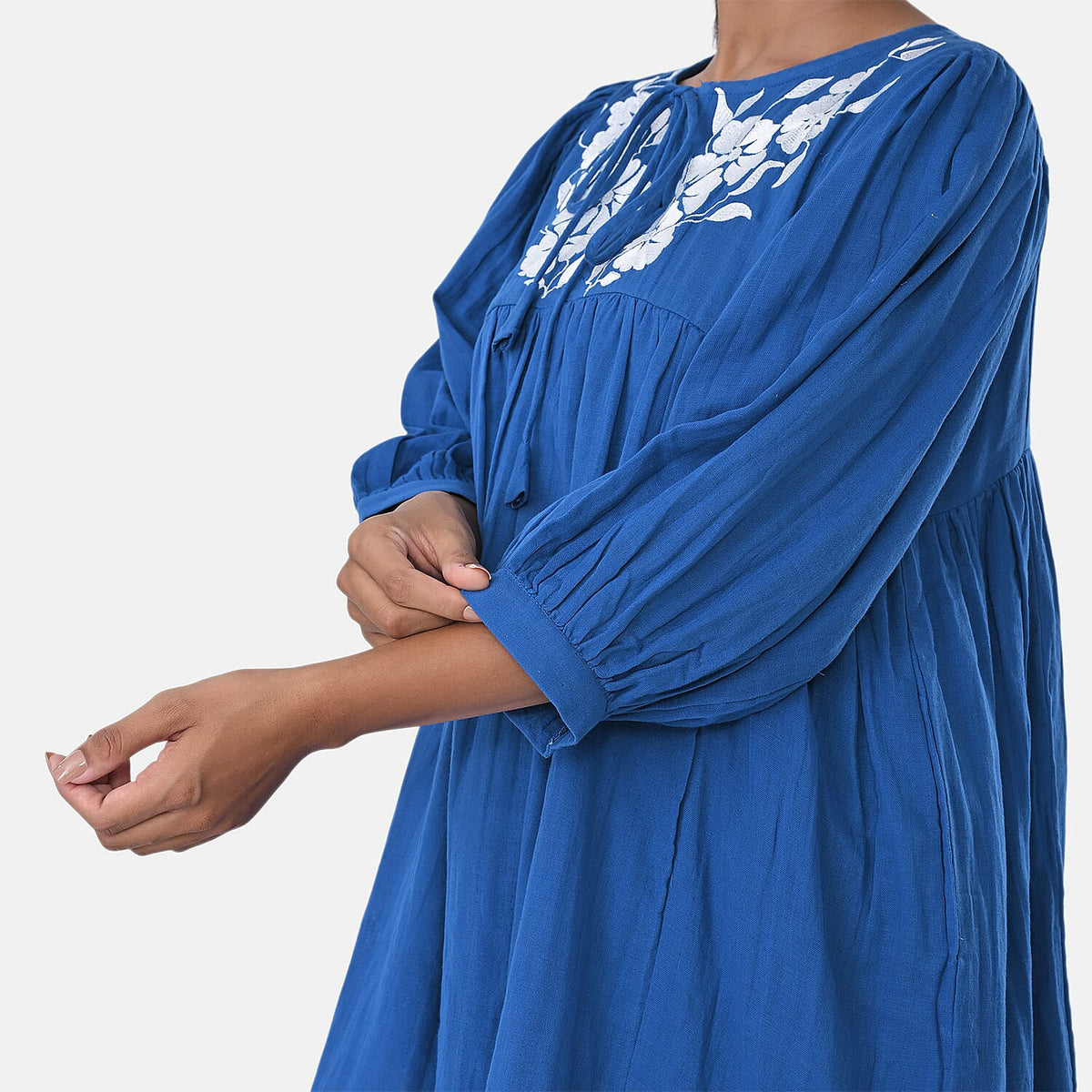 Womens Embroidered Cotton Double Gauze Relaxed Fit Tunic Top V32702372 7