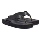 Womens Open-Toe Slip-on Sandals (Size-6) - Black