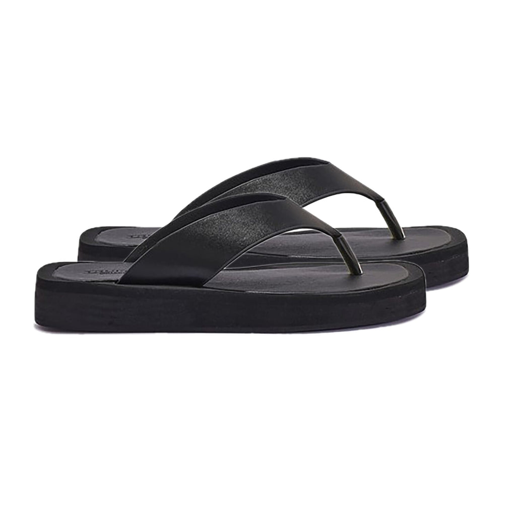 Womens Open-Toe Slip-on Sandals (Size-6) - Black