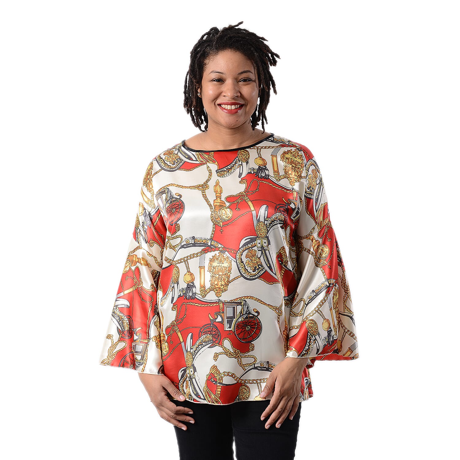 Womens Printed Bell Sleeves Top 6122695 0