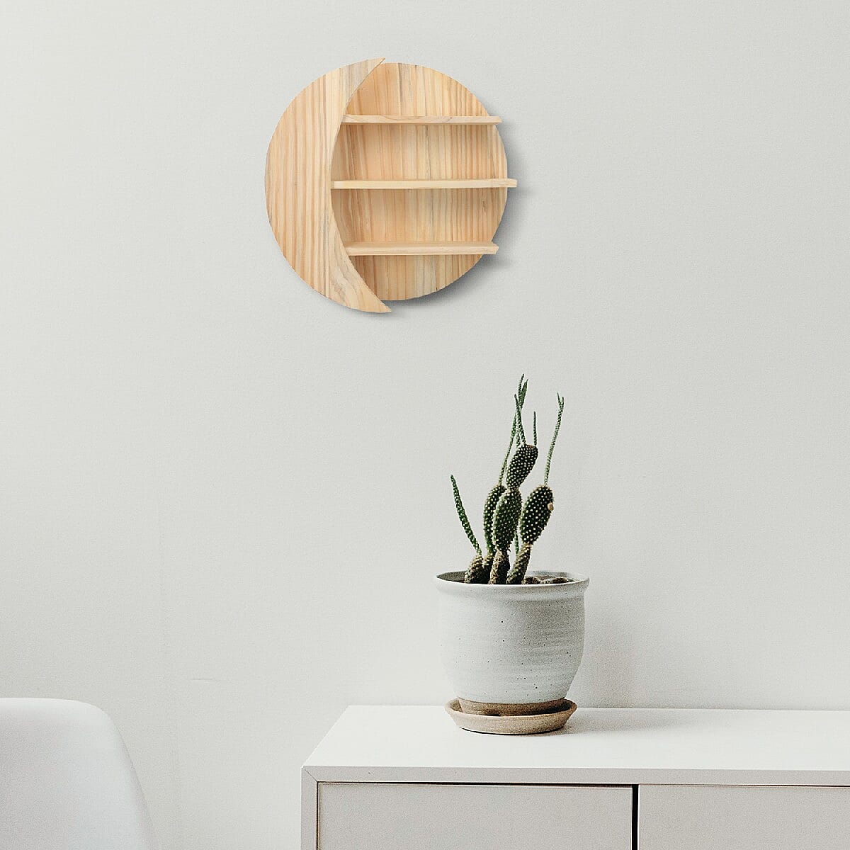 Wooden Wall Jewellery Organiser in Sun And Moon Shape - Pine Colour 6102135 0