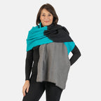 Wool Blend Diagonal Knitted Scarf - Turquoise