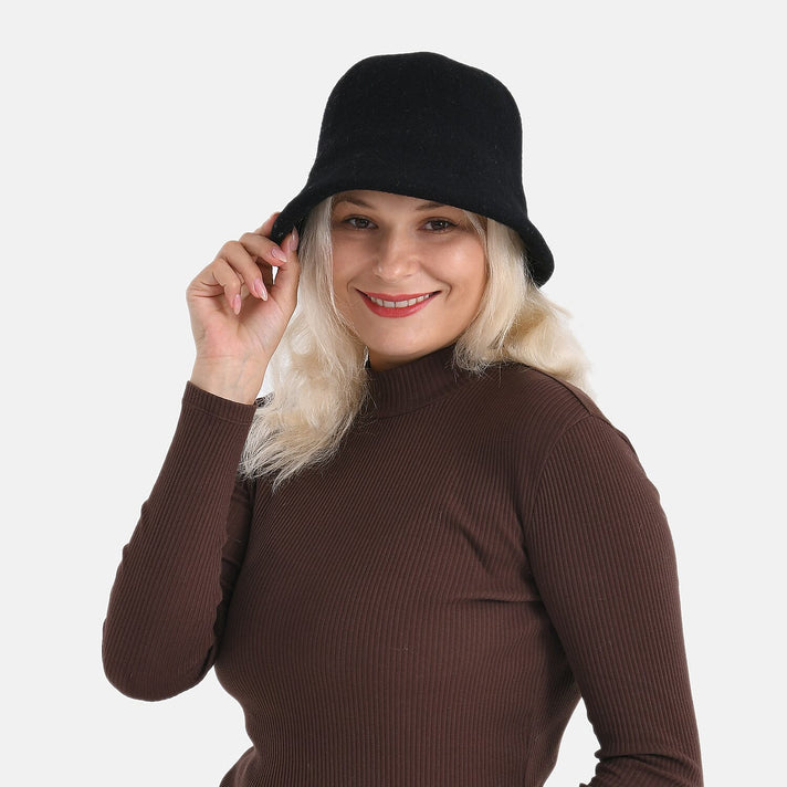 Classic Wool Bucket Hat for Ladies - Black 8205131 1