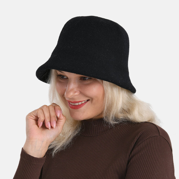 Classic Wool Bucket Hat for Ladies - Black 8205131 2