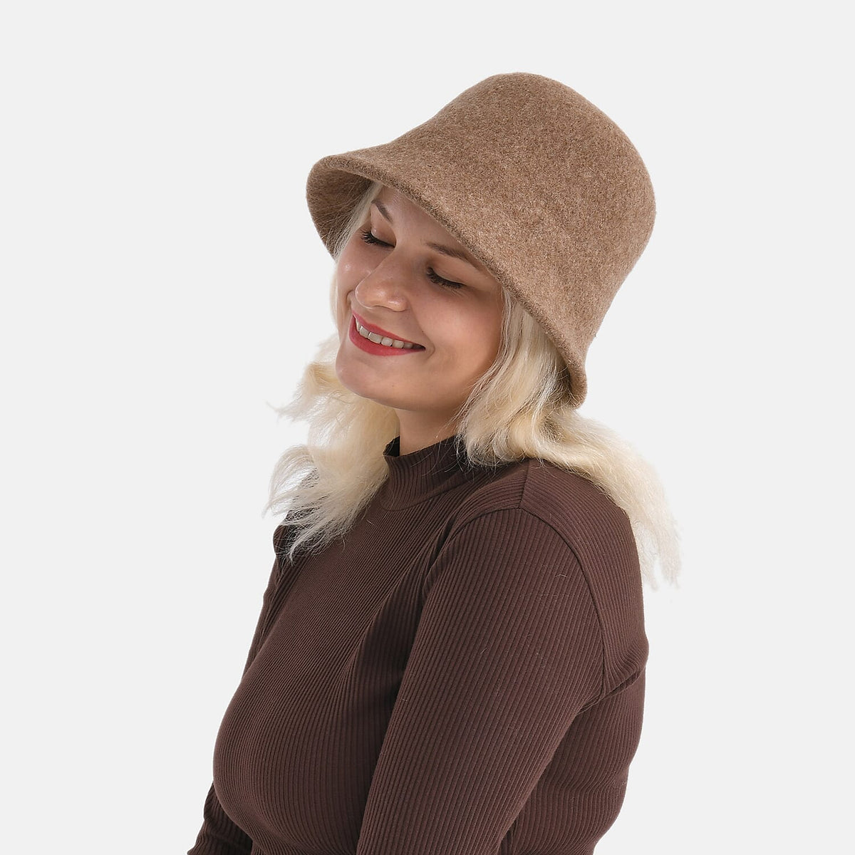 Classic Wool Bucket Hat for Ladies - Brown V32604066 2