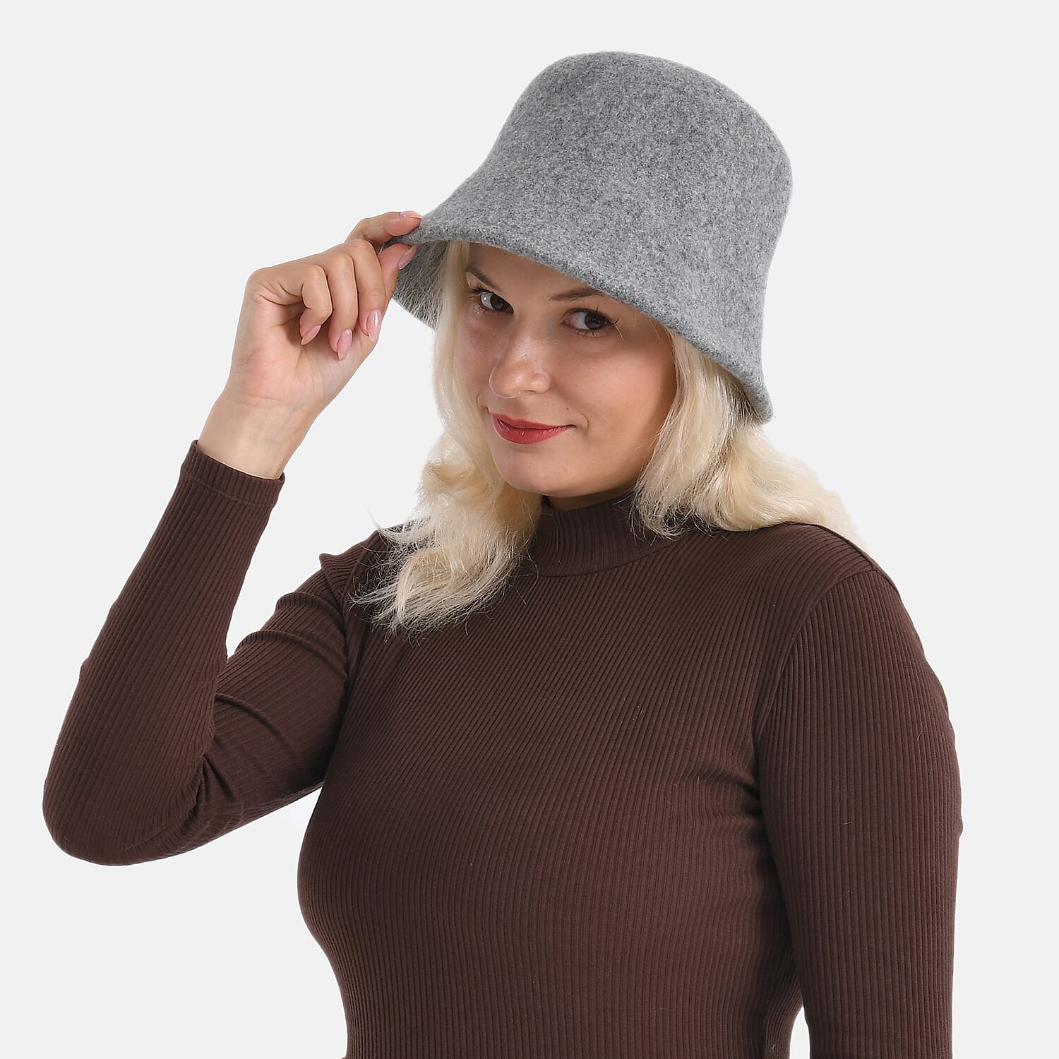 Classic Wool Bucket Hat for Ladies - Grey V32346521 0