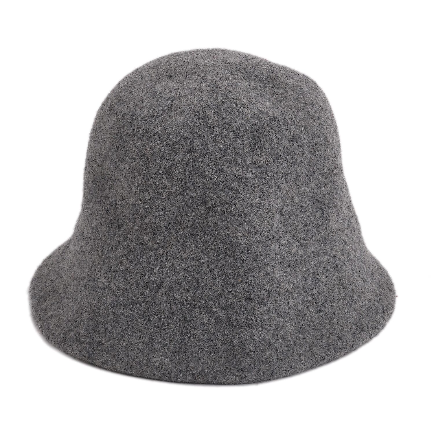 Classic Wool Bucket Hat for Ladies - Grey V32363985 4