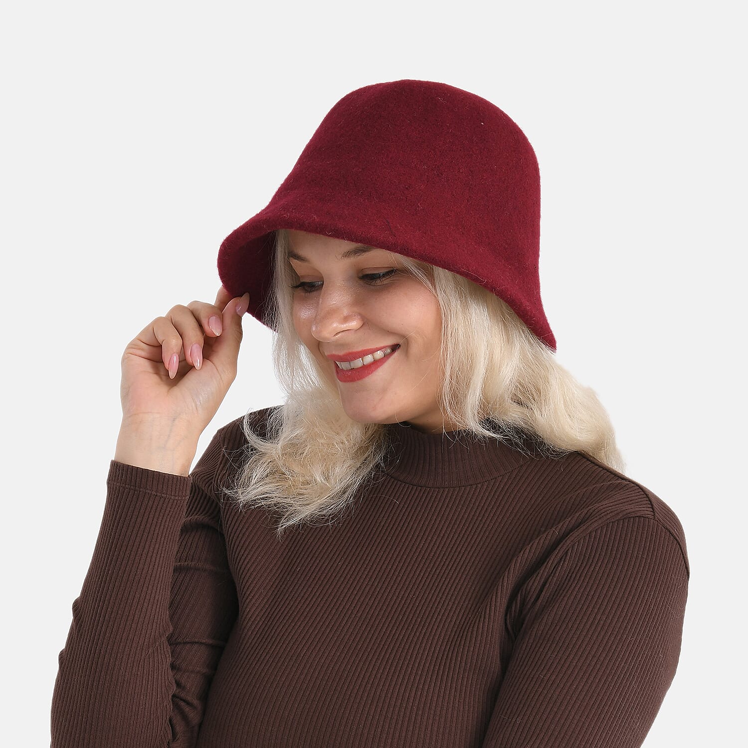 Classic Wool Bucket Hat for Ladies - Red 8205133 2
