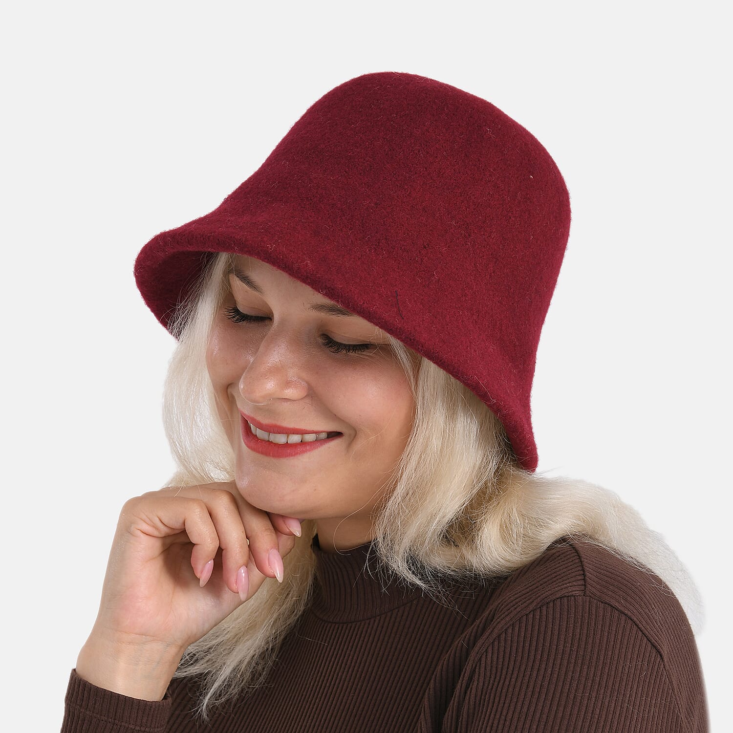 Classic Wool Bucket Hat for Ladies - Red 8205133 3