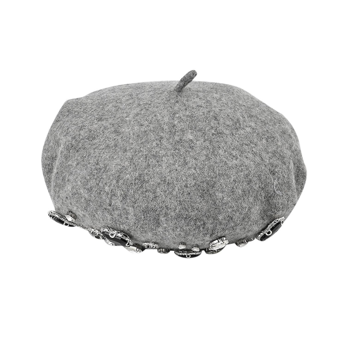 French Style Woollen Beret With Crystals - Grey 7648634 4