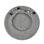 French Style Woollen Beret With Crystals - Grey