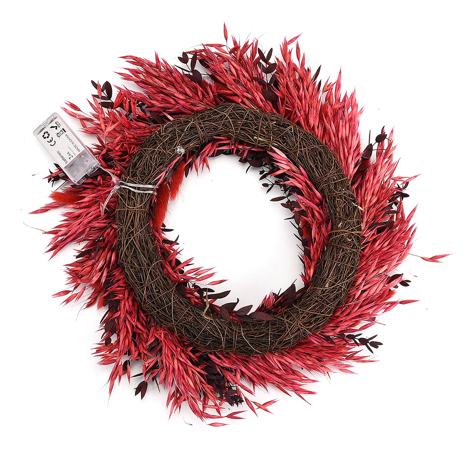 Natural Dried Plant Wreath with LED Light (One Size) - Multicolour 8195715 4