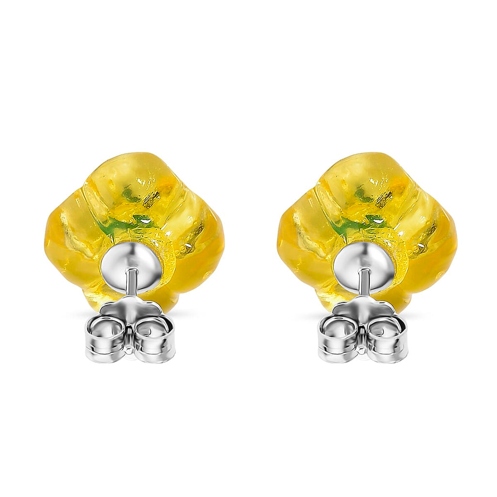Yellow Amber & Turquoise Earring with Push Back in Yellow Gold Plated Sterling Silver 3.01 Ct.