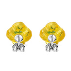 Yellow Amber & Turquoise Earring with Push Back in Yellow Gold Plated Sterling Silver 3.01 Ct.