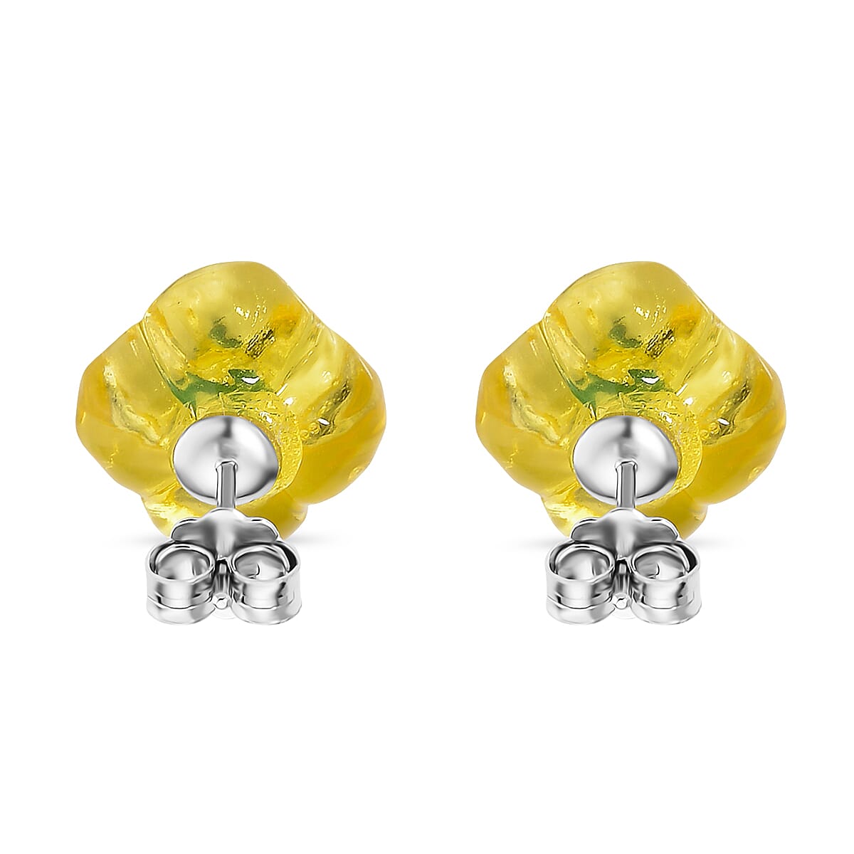 Yellow Amber &amp; Turquoise Earring with Push Back in Yellow Gold Plated Sterling Silver 3.01 Ct. 8215351 5