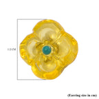 Yellow Amber & Turquoise Earring with Push Back in Yellow Gold Plated Sterling Silver 3.01 Ct.