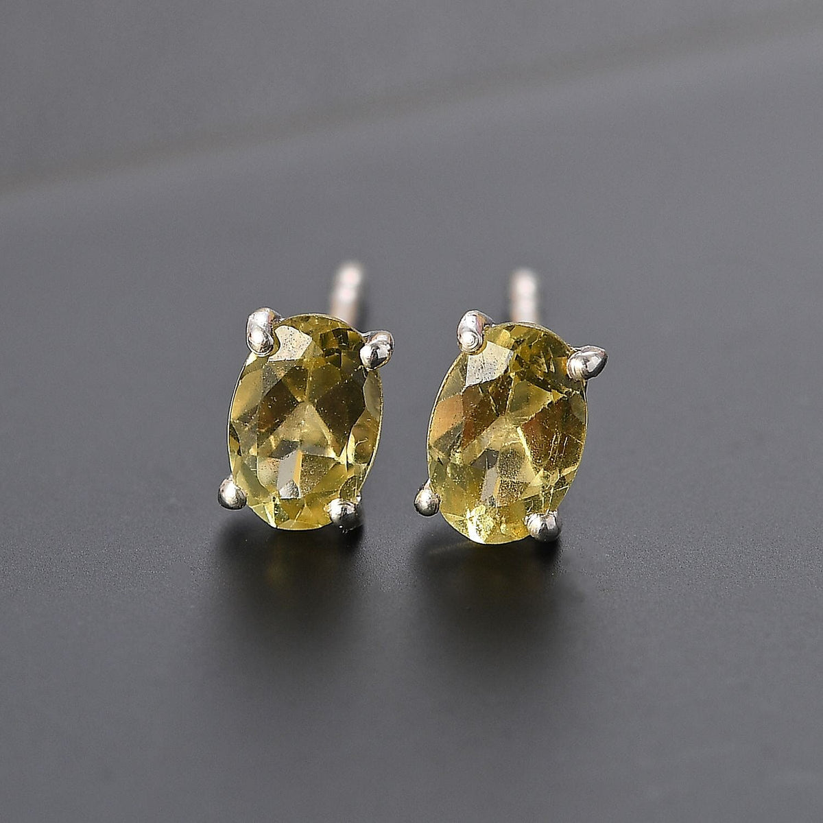 Yellow Apatite Solitaire Earrings in Platinum Overlay Sterling Silver 1 ct. 7795898 1